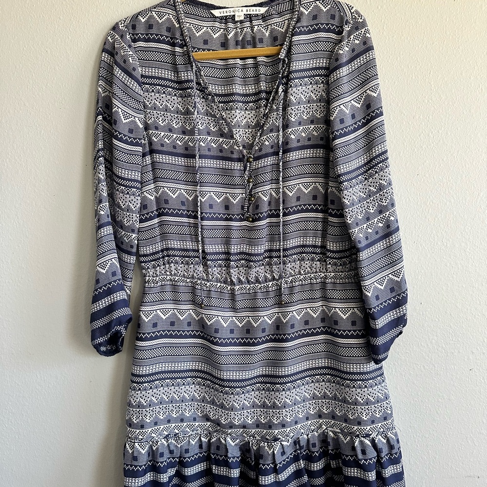 Veronica‎ Beard Geometric Navy and White Dress